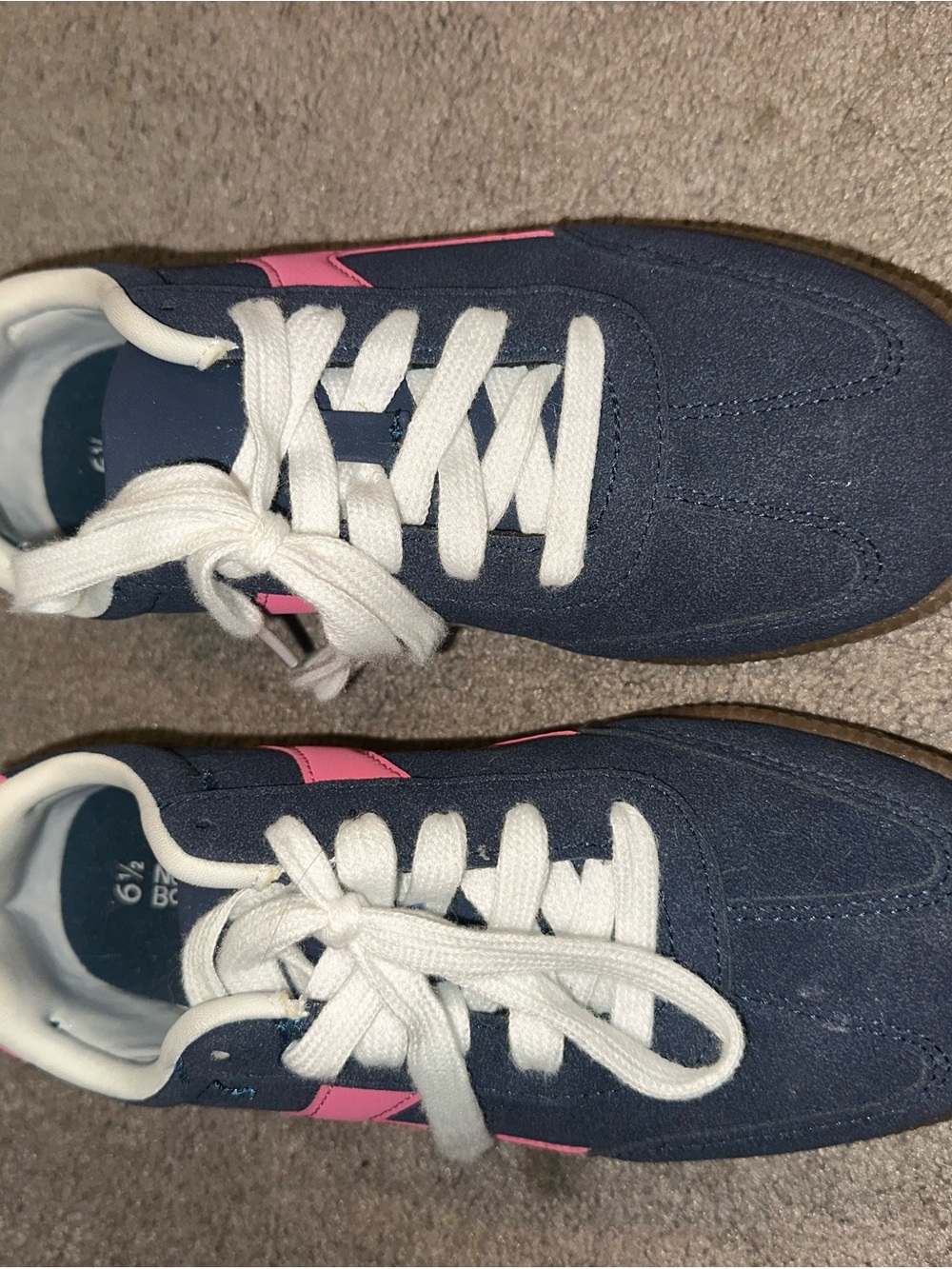 No Boundaries Navy and Pink Kids Lace-Up Sneakers